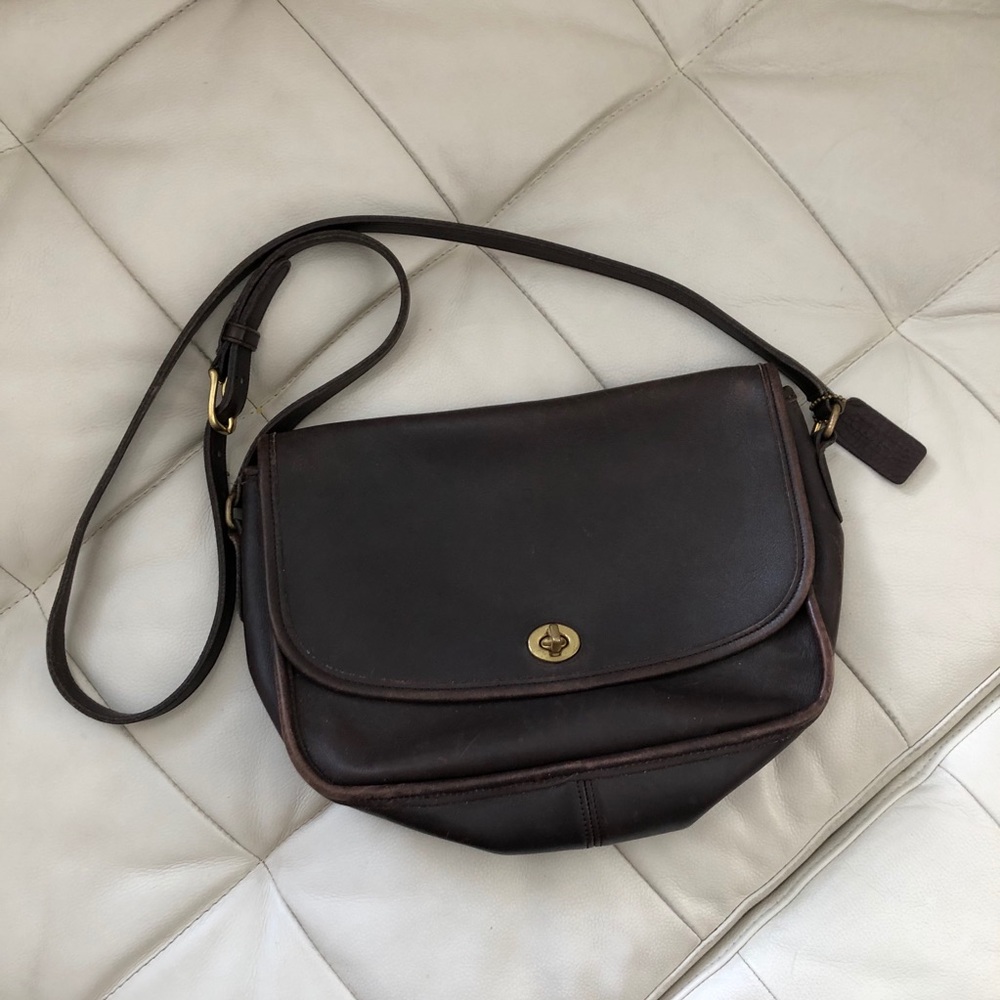 Vintage Dark Brown Coach Shoulder Bag